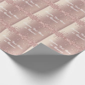 Aangepaste tekstomloop Roos Gold Blush Glitter Cadeaupapier (Hoek)