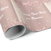 Aangepaste tekstomloop Roos Gold Blush Glitter Cadeaupapier (Rol Hoek)