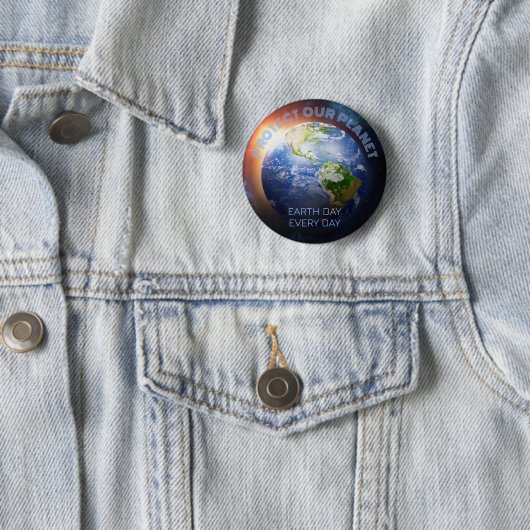 Aangepaste tekstplaneet Aarde Ronde Button 5,7 Cm (In situ)