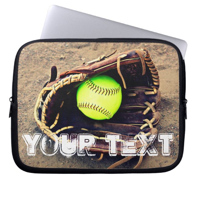 Aangepaste tekstruimte voor Softball-laptophoes Laptop Sleeve (Voorkant)