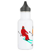 Aangepaste tekstsklik die Skier opent Waterfles (Links)