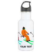 Aangepaste tekstsklik die Skier opent Waterfles (Voorkant)
