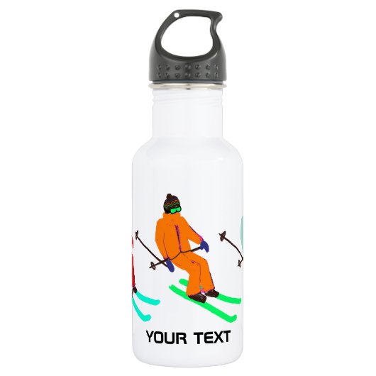 Aangepaste tekstsklik die Skier opent Waterfles (Voorkant)