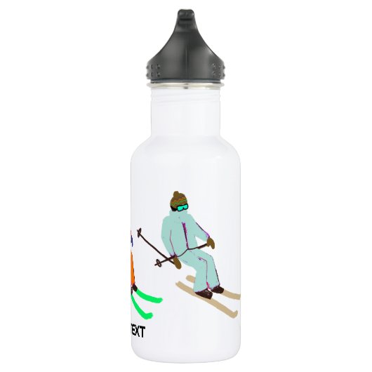 Aangepaste tekstsklik die Skier opent Waterfles (Rechts)