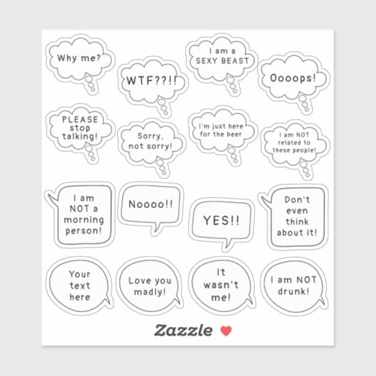 Aangepaste tekstspraak en denkbare bundel scrapboo sticker (Vel)