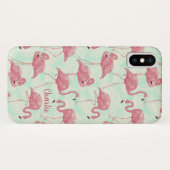 Aangepaste telefoongesprekken met Flamingo patroon Case-Mate iPhone Case (Achterkant (horizontaal))
