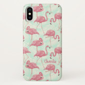 Aangepaste telefoongesprekken met Flamingo patroon Case-Mate iPhone Case (Achterkant)