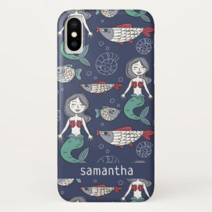 Aangepaste telefoongesprekken met Mermaid Pattern iPhone X Hoesje