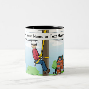 Aangepaste telefoonlijn - Mannelijke Cartoon Tweekleurige Koffiemok