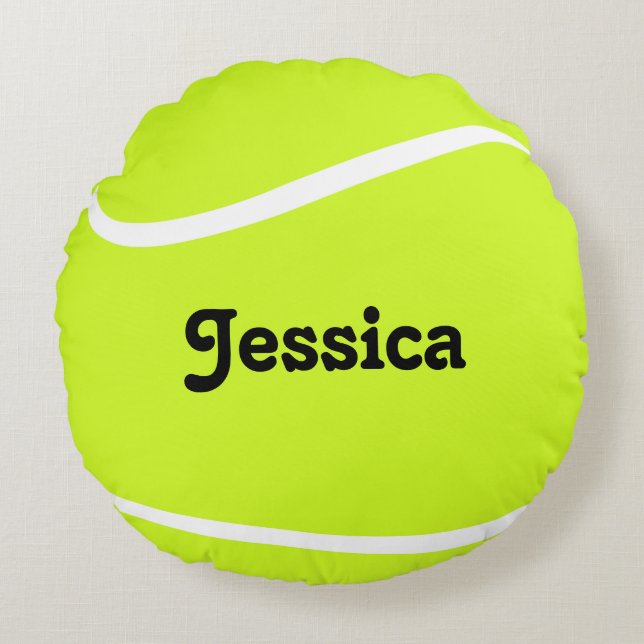 Aangepaste Tennis Ball Player of Team Name Pillow Rond Kussen (Voorkant)