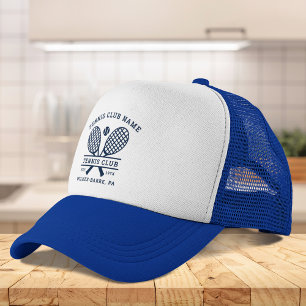 Aangepaste Tennis Club Naam Pictogrammen Marine Bl Trucker Pet