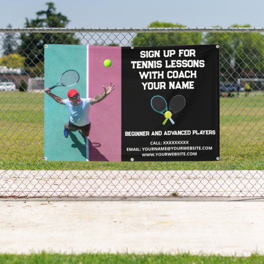 Aangepaste Tennis Coach Coaching Klasse Lessen Zwa Spandoek (Insitu)