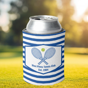 Aangepaste Tennis Country Club Blauw Gestreept Blikjeskoeler