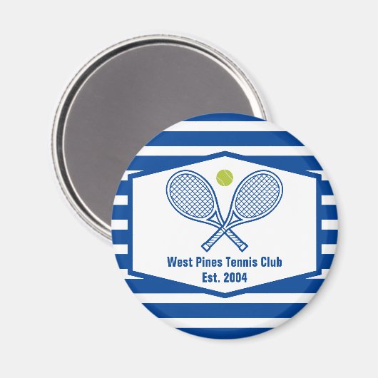 Aangepaste Tennis Country Club Blauw Gestreept Magneet (Voorkant / Achterkant)
