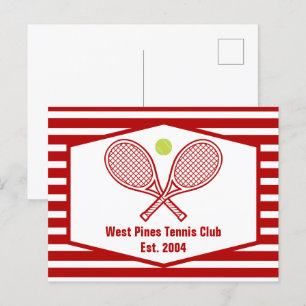 Aangepaste Tennis Country Club rood gestreept Briefkaart