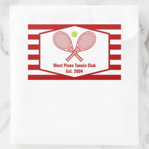 Aangepaste Tennis Country Club rood gestreept Rechthoekige Sticker