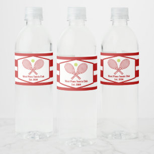 Aangepaste Tennis Country Club rood gestreept Waterfles Etiket