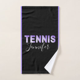 Aangepaste Tennis Girls Name Paarse Ombre Text Handdoek