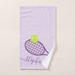 Aangepaste Tennis Girls Script Name Paars Handdoek
