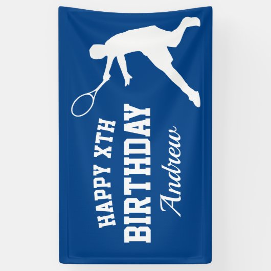 Aangepaste tennis met Happy Birthday-feestbanner Spandoek (Verticaal)