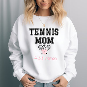 Aangepaste Tennis Moeder met Roze Strik & Rackets Trui