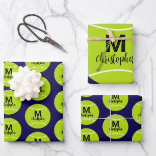 Aangepaste Tennis Monogram Initiaal Naam Inpakpapier Vel