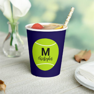 Aangepaste Tennis Monogram Initiaal Naam Papieren Bekers