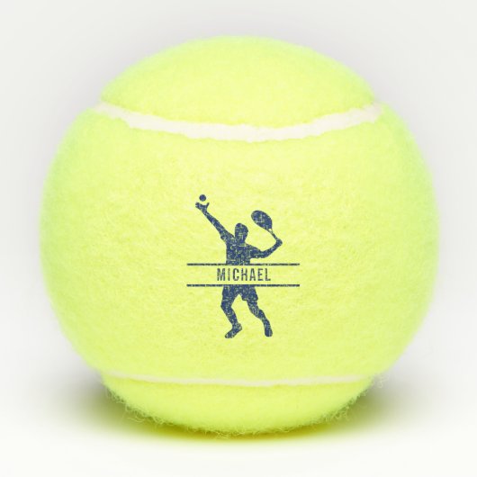 Aangepaste Tennis Player Aangepaste blauwe naam Tennisballen (Achterkant)