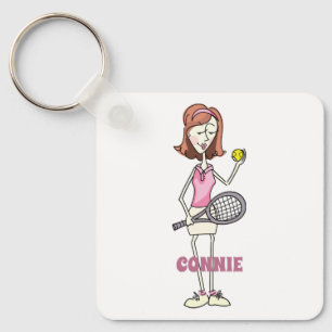 Aangepaste Tennis Player Sleutelhanger