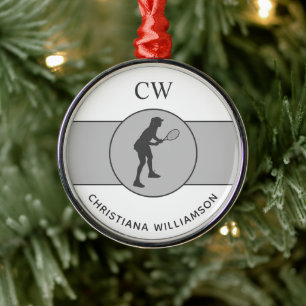Aangepaste Tennis Player Tennis Girl Cadeaucode Metalen Ornament