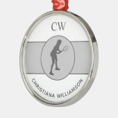 Aangepaste Tennis Player Tennis Girl Cadeaucode Metalen Ornament (Links)