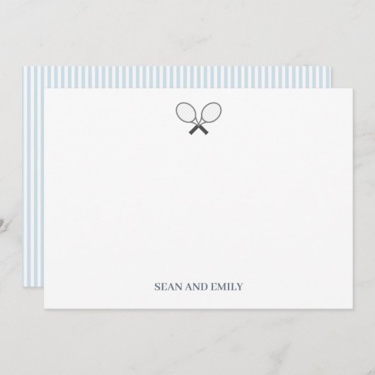 Aangepaste Tennis Racket Logo Nautisch Briefpapier Bedankkaart (Voorkant / Achterkant)