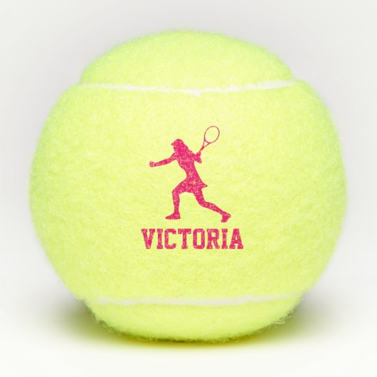 Aangepaste tennisballen met roze vrouw silhouet (Voorkant)