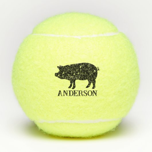 Aangepaste tennisballen met  zwart varken logo (Voorkant)