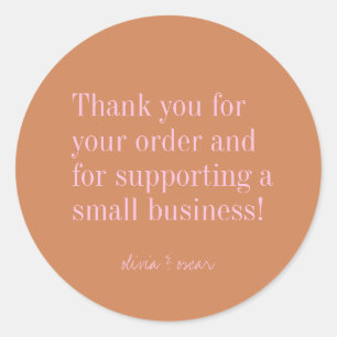 Aangepaste Terracotta Small Business Bedankt Beste Ronde Sticker
