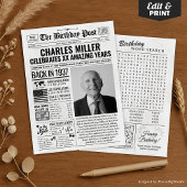 Aangepaste Terug in 1937 krant Verjaardag Kaart, T Feestdagenkaart