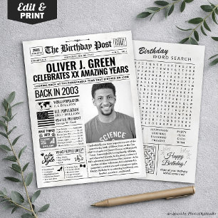 Aangepaste Terug in 2003 Krant Verjaardag Kaart, T Feestdagenkaart