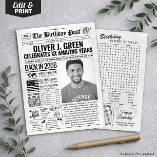 Aangepaste Terug in 2006 Krant Verjaardag Kaart, T Feestdagenkaart