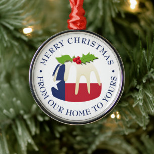 Aangepaste TEXAS KERSTPUDDING Vrienden Buren Metalen Ornament