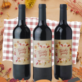 Aangepaste Thanksgiving Dag Herfst Wijn Etiket