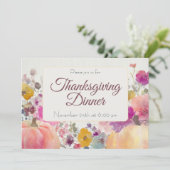 Aangepaste Thanksgiving Diner Pompoen Uitnodiging (Staand voorkant)
