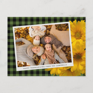 Aangepaste Thanksgiving groet op geruite patroon Briefkaart