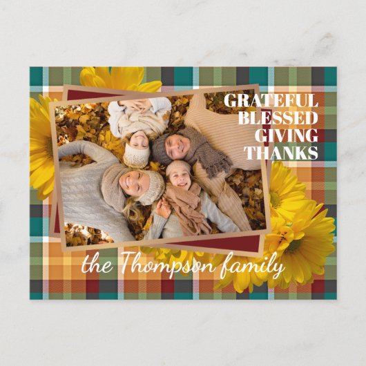 Aangepaste Thanksgiving groet op Plaid vakantie Ka Briefkaart (Voorkant)