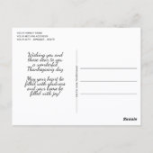 Aangepaste Thanksgiving groet op Plaid vakantie Ka Briefkaart (Achterkant)
