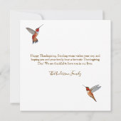 Aangepaste Thanksgiving Hummingbird en pompoen Kaart (Achterkant)