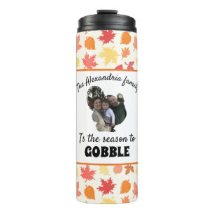 Aangepaste Thanksgiving kalkoenfotoseizoen om te k Thermosbeker