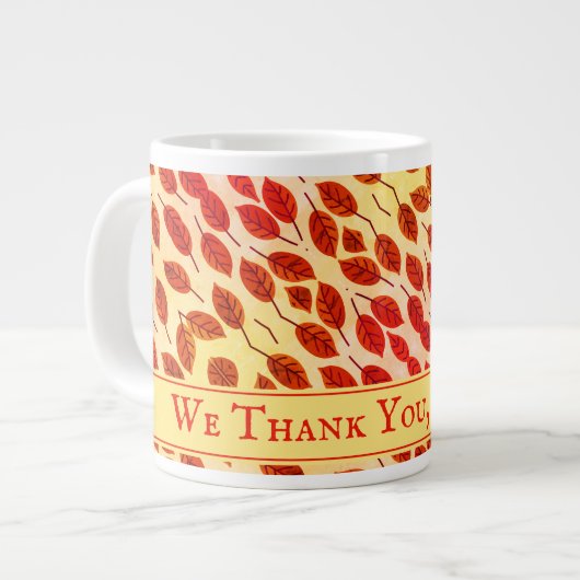 Aangepaste THANKSGIVING najaar Herfst bladeren Extra Grote Beker (Voorkant links)