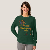 Aangepaste Thanksgiving T-shirt met lange mouwen (Voorkant volledig)