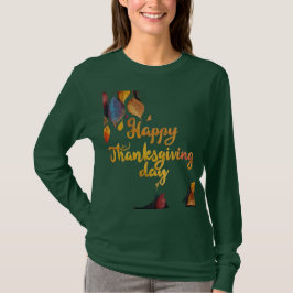 Aangepaste Thanksgiving T-shirt met lange mouwen