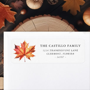 Aangepaste Thanksgiving Waterverf esdoornblad Etiket